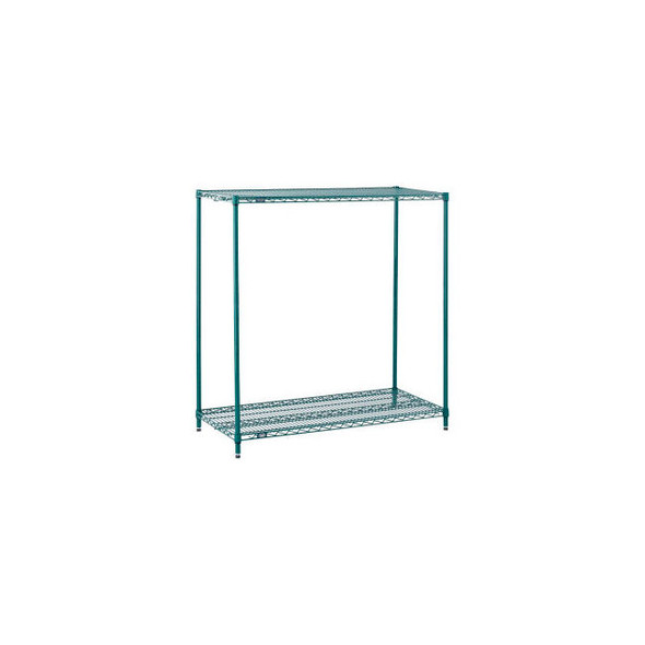 Nexel 2 Shelf Poly-Green Wire Shelving Unit Starter 36""W x 18""D x 34""H