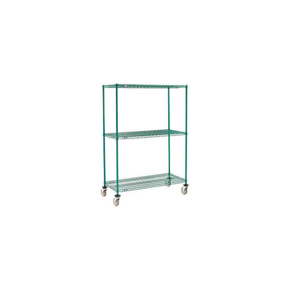 Nexel 3 Shelf Truck Poly-Green 36""W x 18""D x 60""H Polyurethane Swivel Casters