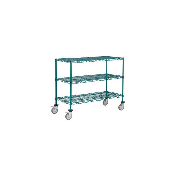 Nexel 3 Shelf Truck Poly-Green 36""W x 18""D x 60""H Polyurethane Swivel Casters