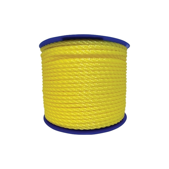 Monofilament Twisted Poly Ropes, 2,168 lb Cap., 600 ft, Polypropylene, Yellow
