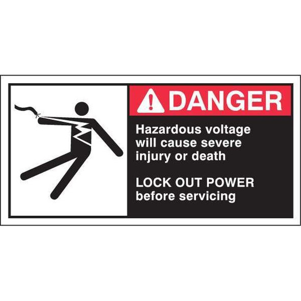 Brady Warning Label,2-1/2inHx5inW,HP Poly.,PK5 96157