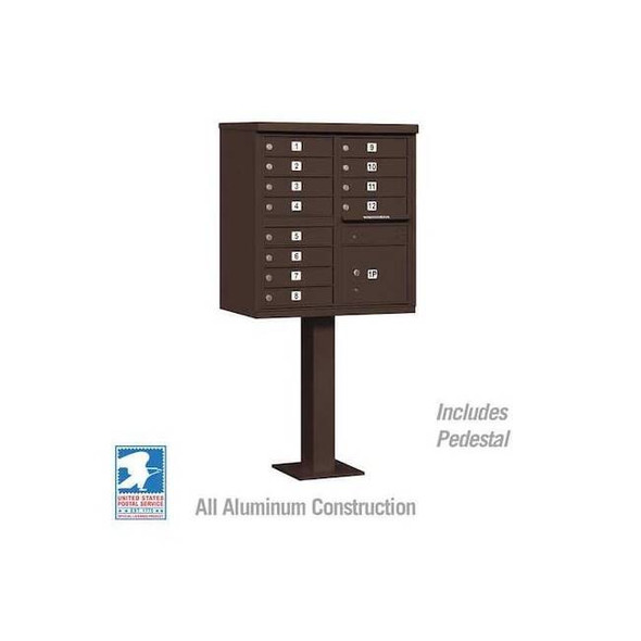 Cluster Box Unit, Bronze, Powder Coated, 13 Doors, Pedestal, 2 Type