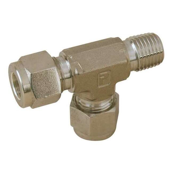 Parker 1/4" x 3/8" A-LOK x MNPT SS Male Run Tee 6MRT4N-316