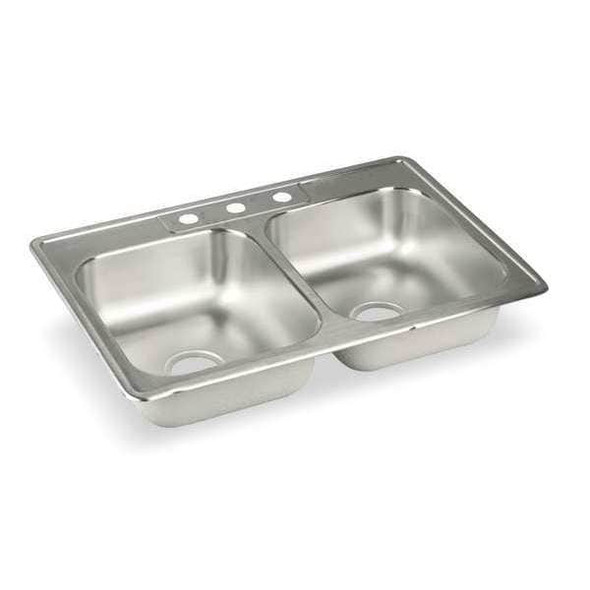 Drop-In Sink, Drop-In Mount, 3 Hole, 16" x 13-1/2", Lustrous Highlighted Satin