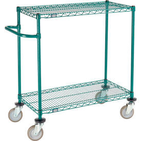 Nexel 2 Shelf Push Cart Poly-Green36""W x 18""D x 40""H Poly Casters4 Swivel
