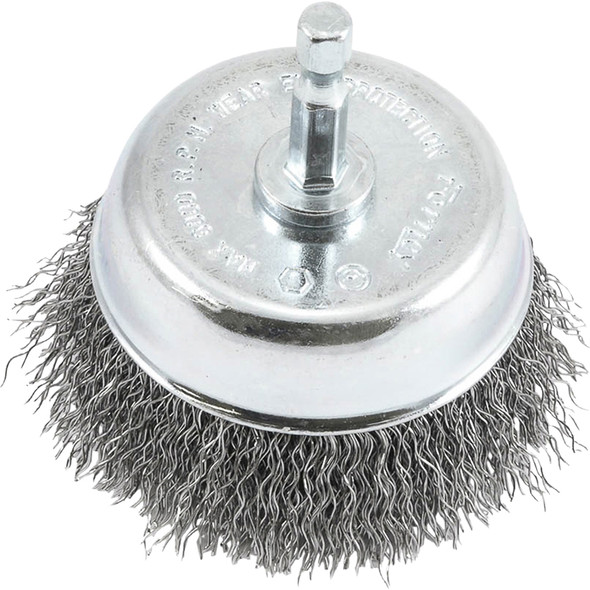 Cup Brush, Crimped, 3" x .012 x 1/4 in Hex Shank 72731