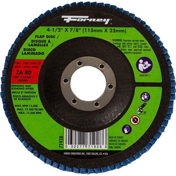 Flap Disc, Type 27, 4-1/2 in x 7/8 in, ZA81 71928