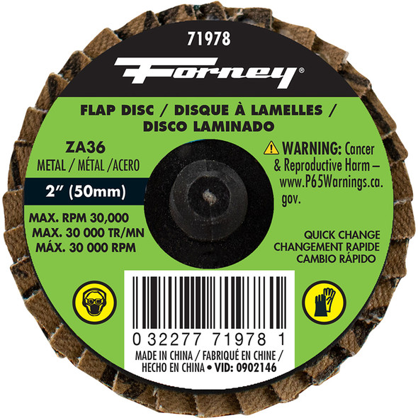 Quick Change Flap Disc, 36 Grit, 2 in 71978