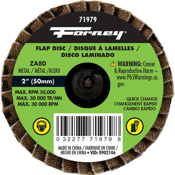 Quick Change Flap Disc, 80 Grit, 2 in 71979