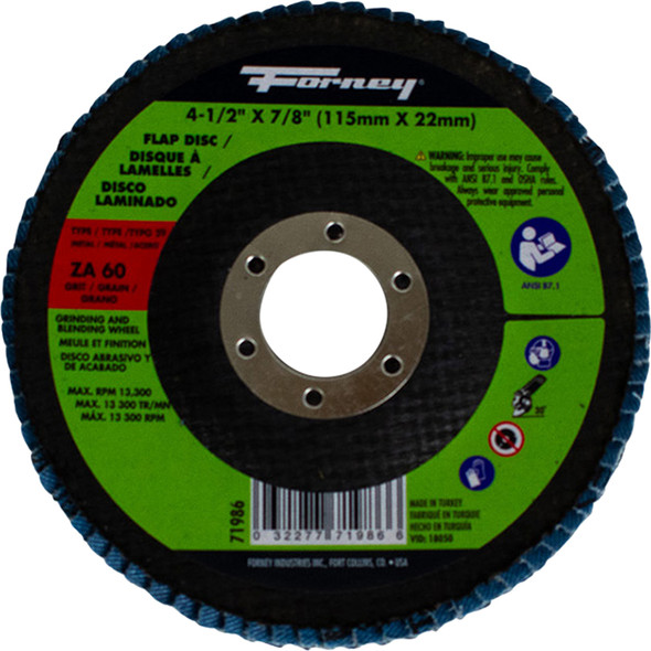 Flap Disc, Type 29, 4-1/2 in x 7/8 in, ZA60 71986
