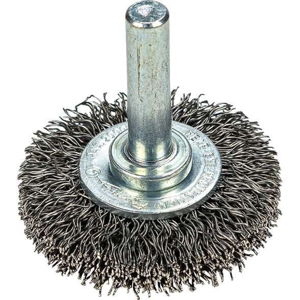 Wire Wheel,Crimped,1-1/2inx .014in x 1/4in Shank 60013