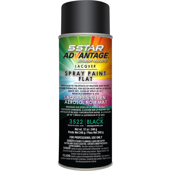 Lacquer Spray Paint -Flat Black Aerosol 3522