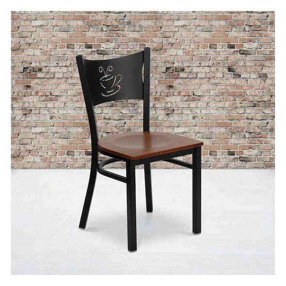 Flash Furniture Black Coffee Chair-Cherry Seat,PK2 2-XU-DG-60099-COF-CHYW-GG