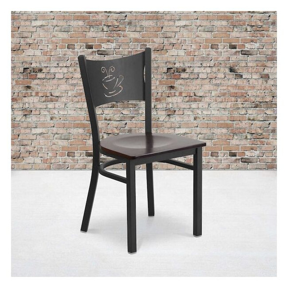 Flash Furniture Black Coffee Chair-Wal Seat,PK2 2-XU-DG-60099-COF-WALW-GG