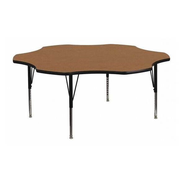 Flower Activity Table, 60" W, 60" L, 25.125" H, Laminate, Wood Grain