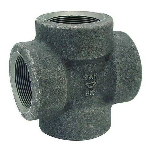 Anvil Cross Cross, 2" Pipe, FNPT, Black Forged Steel, Class 3000 0361130602