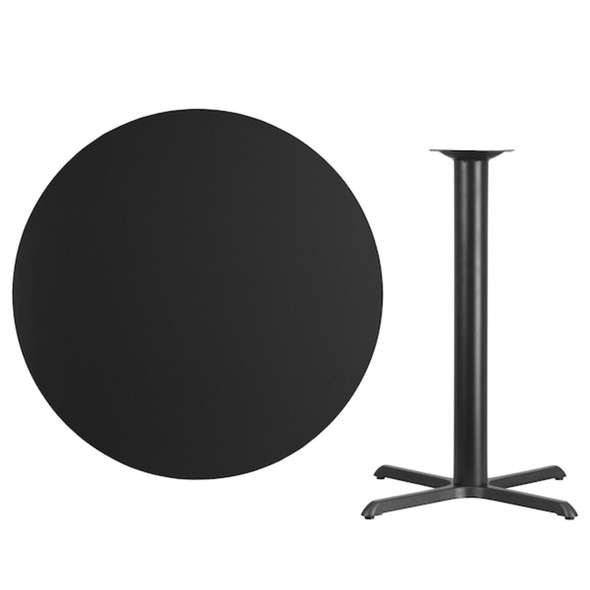 Round Laminate Table Top, Laminate Top, Wood Grain  XU-RD-42-BLKTB-T3333B-GG