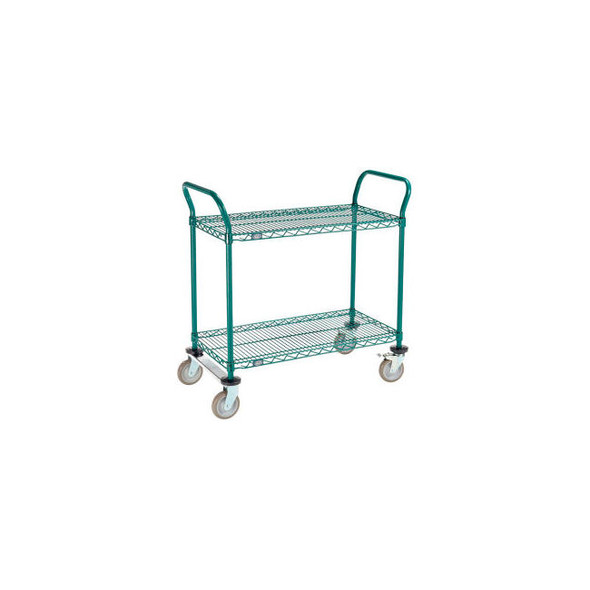 Nexel 2 Shelf Utility Cart Poly-Green36""W x 18""D x 39""H Poly Casters2 Rigid 2
