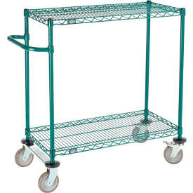 Nexel 2 Shelf Push Cart Poly-Green36""W x 18""D x 40""H Poly Casters2 Rigid 2 Br