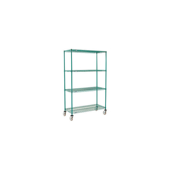 Nexel 4 Shelf Truck Poly-Green 48""W x 18""D x 60""H Polyurethane Swivel Casters