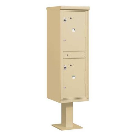 Parcel Locker, Beige, Powder Coated, 2 Doors, Pedestal, USPS Access