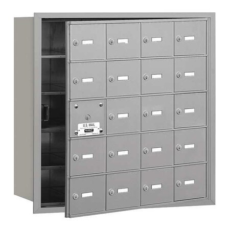 Mailbox, Aluminum, Powder Coated, 20 Doors, Recessed, USPS