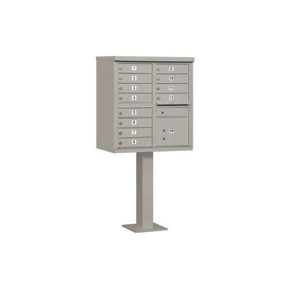 Cluster Box Unit, Gray, Powder Coated, 13 Doors, Pedestal, Standard