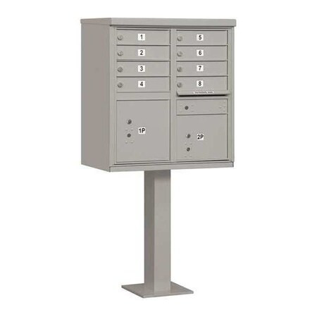 Cluster Box Unit, Gray, Powder Coated, 10 Doors, Pedestal, Standard