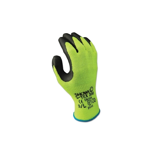 S-Tex 300 Rubber Palm-Coated Gloves, Small, Black/Hi-Viz Yellow