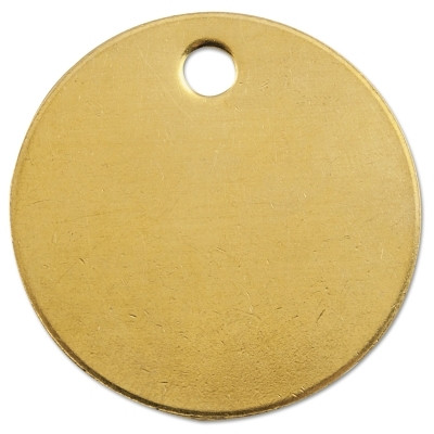 Brass Tags, 18 gauge, 1 in Diameter, 3/16 in Hole, Round Pack of 100