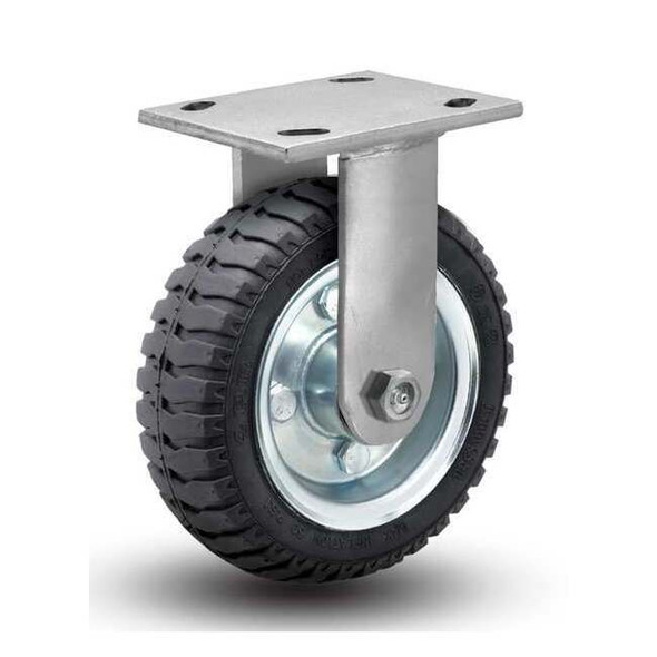 8" X 2" Non-Marking Rubber Monoprene Rigid Caster, No Brake, Loads Up To 280 lb