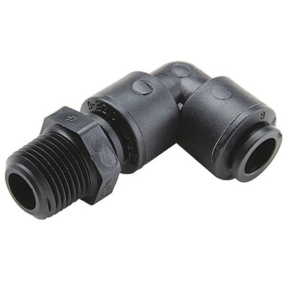 Trueseal Push-Fit Elbow Fitting, 3/8 in Tube Size, PVDF, Black FB6MES4-HBLK