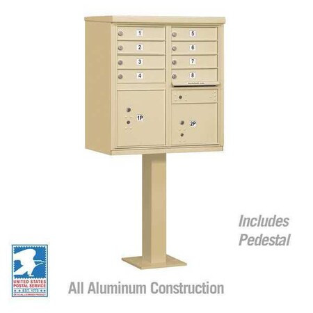 Cluster Box Unit, Beige, Powder Coated, 10 Doors, Pedestal, 1 Type