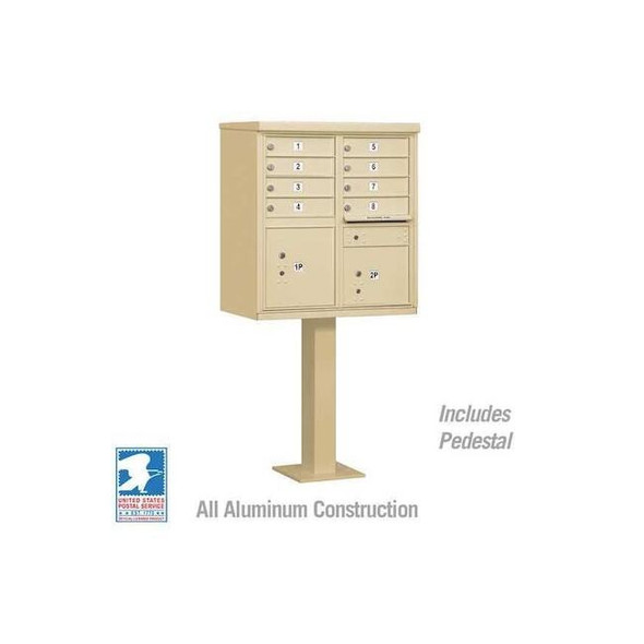 Cluster Box Unit, Beige, Powder Coated, 10 Doors, Pedestal, 1 Type