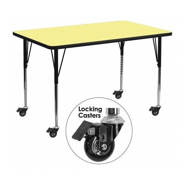 Rectangle Activity Table, 24" W, 48" L, 30.37" H, Laminate, Yellow