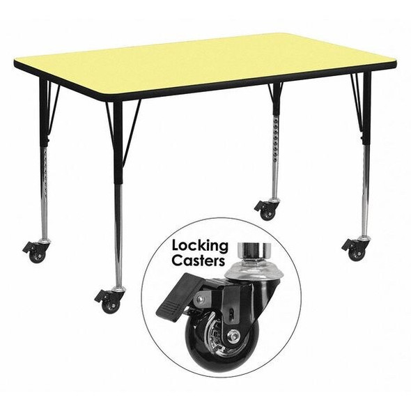 Rectangle Activity Table, 24" W, 48" L, 30.37" H, Laminate, Yellow