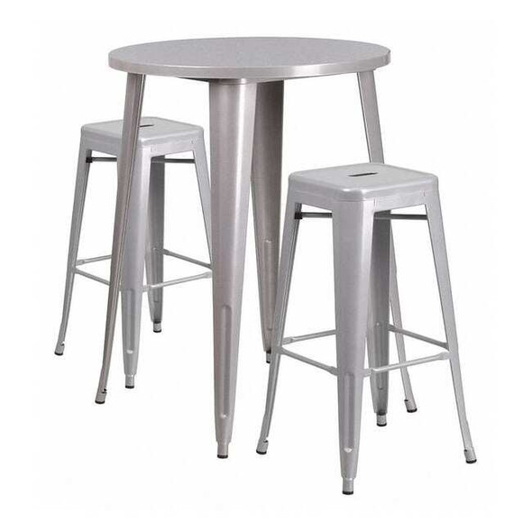 Round 30" W, 30" L, 41" H, Metal, Grey