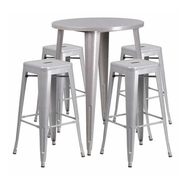 Round 30" W, 30" L, 41" H, Metal, Grey