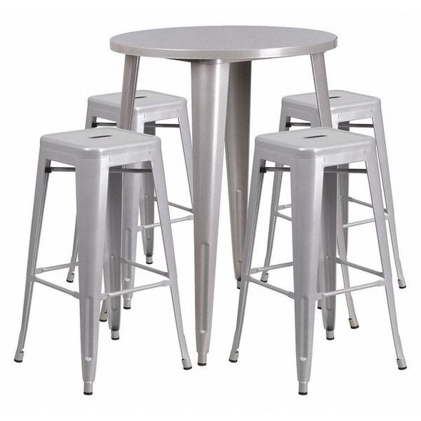 Round 30" W, 30" L, 41" H, Metal, Grey