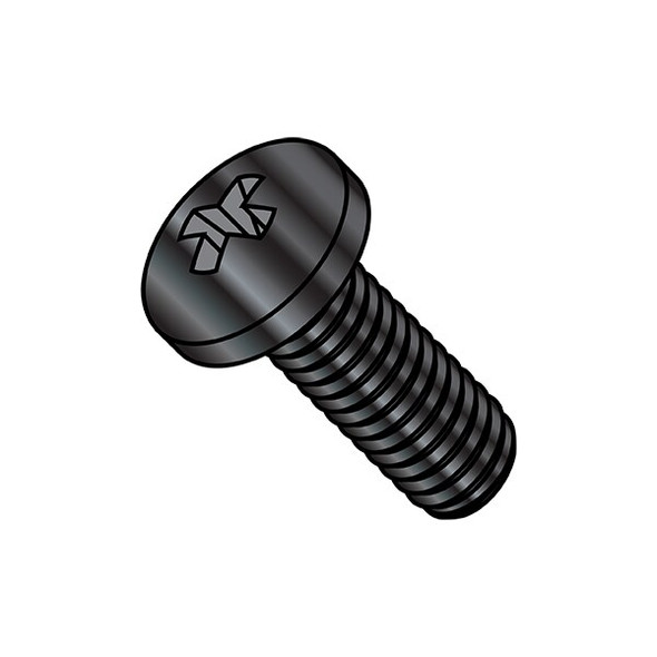 1/4"-20 x 3/4 in Phillips Pan Machine Screw, Black Oxide Steel, 500 PK