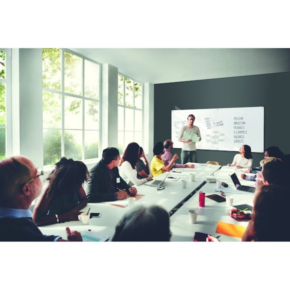 Dry Erase Board, Glass, 48 in, 72 in, No Frame Frame, White, Gloss  HMYRN46WH