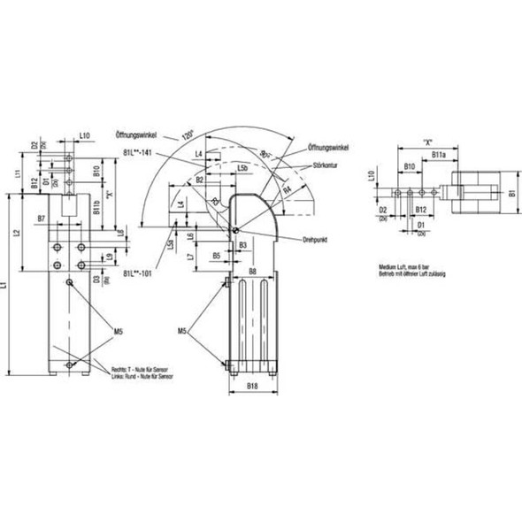 De-Sta-Co Pneumatic Clamp,81L16,120 Deg,531 In-Lbs 81L16-10100