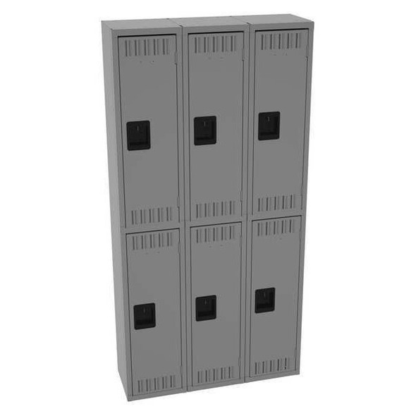 Wardrobe Locker, 36 in W, 12 in D, 72 in H, (2) Tier, (3) Wide, Medium Gray