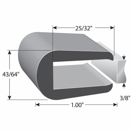Trim-Lok Rubber Edge Trim,100 ft L,  11/16 in W X1016-100