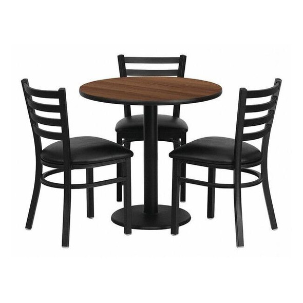 Flash Furniture Round Table Set, Laminate, Wood Grain MD-0002-GG