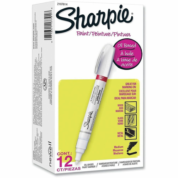 Sharpie Oil-based Paint Markers - White Ink - Oil Based - 12 / Dozen