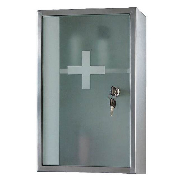 9" x 15" Surface Mount Frosted Glass Door Front Keyed Medicine Cabinet