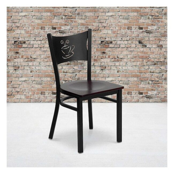 Flash Furniture Black Coffee Chair-Mah Seat,PK2 2-XU-DG-60099-COF-MAHW-GG