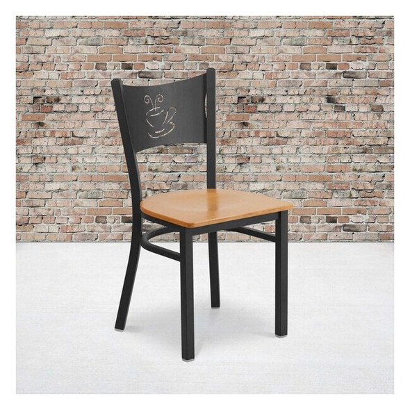 Flash Furniture Black Coffee Chair-Nat Seat,PK2 2-XU-DG-60099-COF-NATW-GG