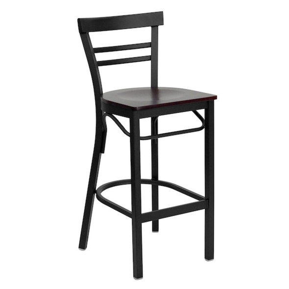 Flash Furniture Black Ladder Stool-Mah Seat,PK2 2-XU-DG6R9BLAD-BAR-MAHW-GG